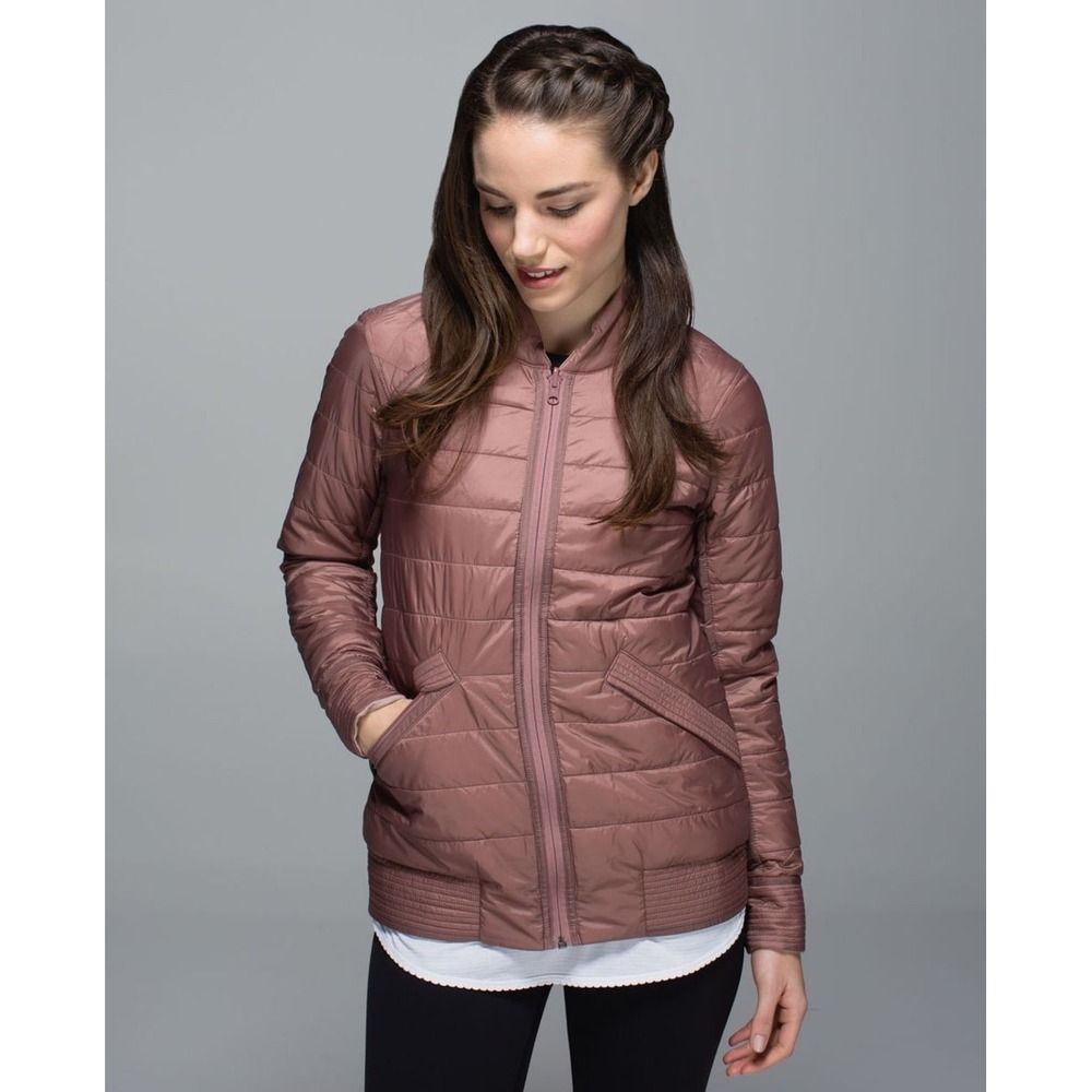 Lululemon The Bomb Bomber Reversible Jacket Bark Berry / Heathered Bark Berry 8 - Picture 2 of 16